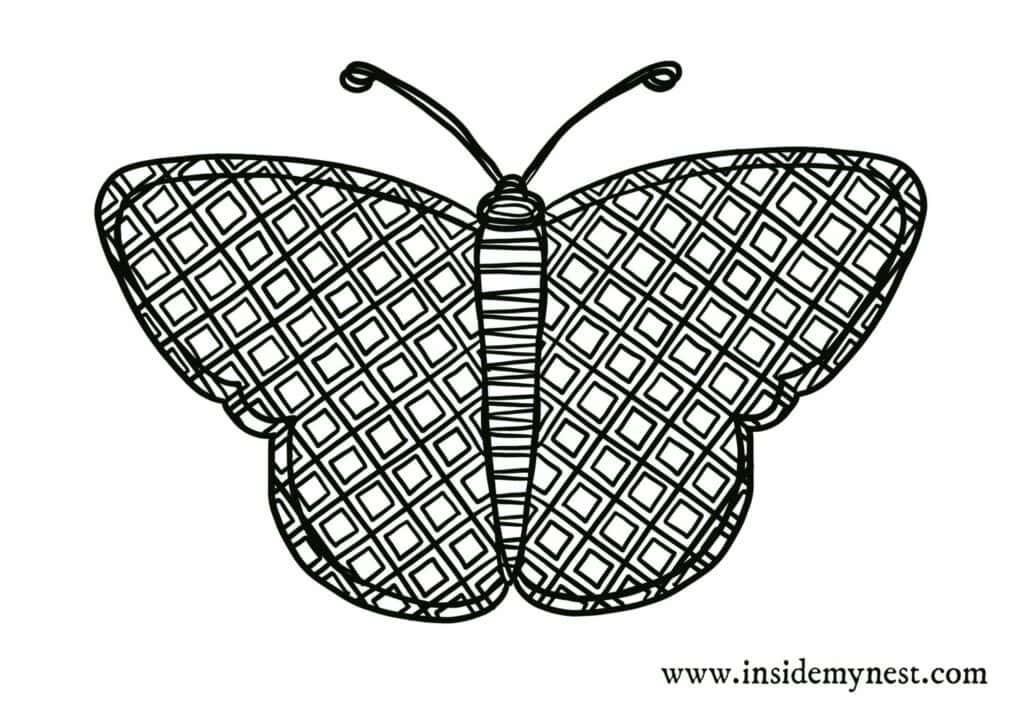 butterfly coloring page with patterns