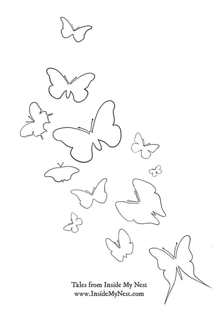 Multiple butterflies coloring page free printable outline